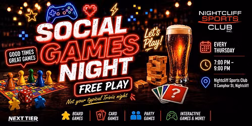 LAUNCH NIGHT - Social Games Night | FREE PLAY at Nightcliff Sports Club