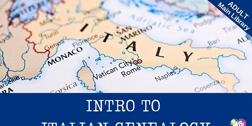 Intro to Italian Genealogy (registration required - registration link in description)