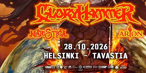 TuskaLive: GLORYHAMMER (UK) + Supports: Majestica (SE) & Arion (FI), 28.10.2026, Tavastia, Helsinki