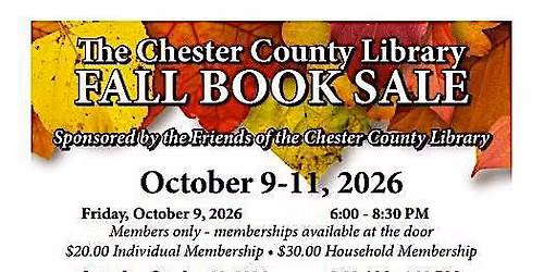 Friends of the Chester County Library Fall 2026 Book Sale