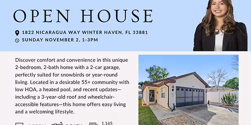 Don\u2019t Miss This Stunning Winter Haven Home! Open House Sunday 1\u20133 PM