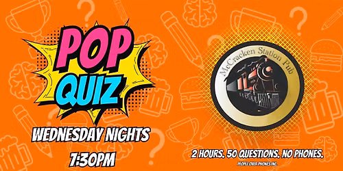 Kamloops- POP QUIZ Wednesday @  McCracken Station Pub