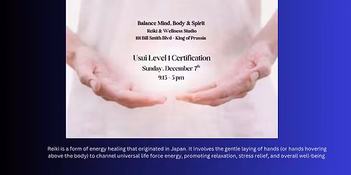 Usui Reiki Level 1 Certification Class is Full