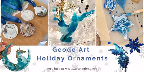 Geode Holiday Ornaments - Epoxy Resin Art | San Diego