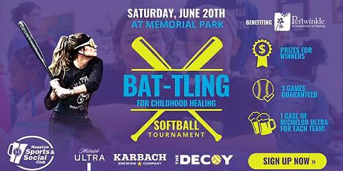 BAT-ling for Childhood Cancer Softball Tournament @ Memorial Park Benefiting Periwinkle Foundation