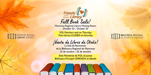 Friends of the Library Fall Book Sale \/\/ Venta de Libros de Oto\u00f1o de Friends of the Library