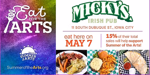Eat for the Arts at Micky\u2019s Irish Pub
