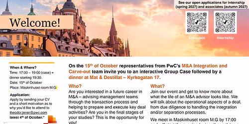 Dinner event with PwC M&A Integration and Carve-out