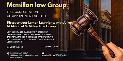 Free California Lemon Law Consultation: Meet Julian Mcmillan - San Diego's