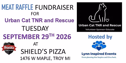 Meat Raffle & Dine to Donate Fundraiser to benefit Urban Cat TNR and Rescue
