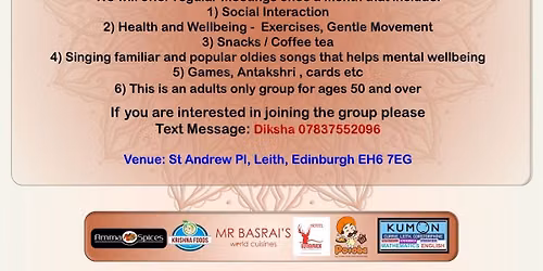 \ud83c\udf38Edinburgh Hindu mandir - Monthly Seniors Meet-Up \ud83c\udf38