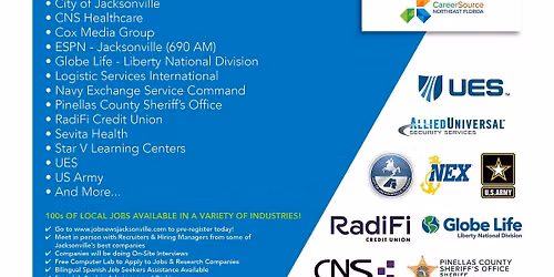 JACKSONVILLE JOB FAIR - Local Companies Hiring for 100s of JOBS -August 6th