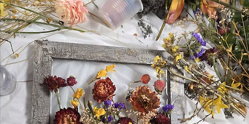 Rustic Resin art with dried flowers and moss at the Bloomin' Cottage