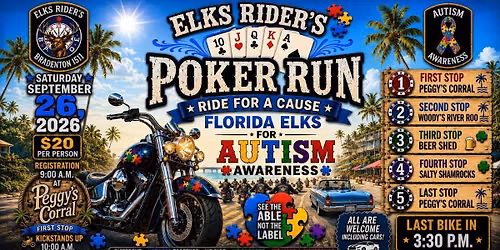 Elk's Riders Poker Run Ride for Autism Awareness