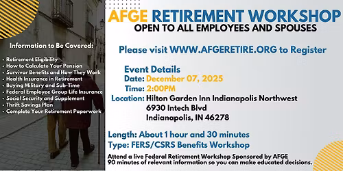 FERS\/CSRS Benefits Workshop Indianapolis - 12\/07\/25