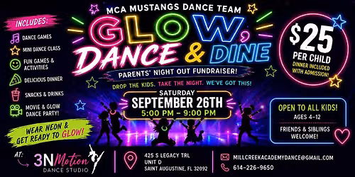 MCA MUSTANGS Dance Team Parents\u2019 Night Out \u2013 Glow, Dance & Dine