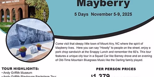 Andy Griffith's Mayberry & NASCAR Hall of Fame Trip