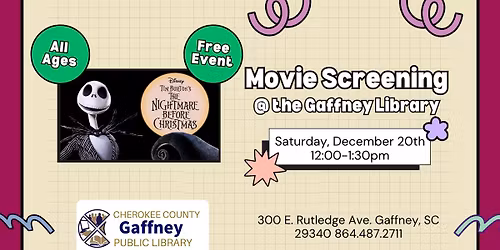 12 Days of Crafts Day 12: Nightmare Before Christmas Movie Screening (All Ages)