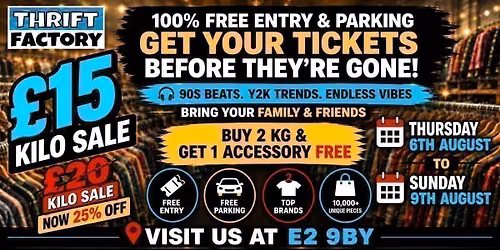 East London Vintage Kilo Sale | \u00a315\/KG Thrift Event|6th Aug To 9th Aug