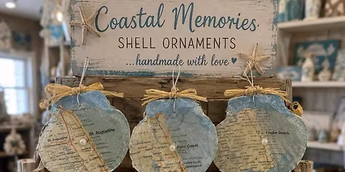 Set of 3 Scallop Shell Coastal Town Name Ornaments Workshop