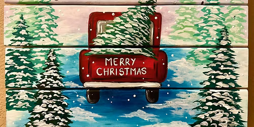 Christmas Tree Farm Wood Painting at Downhill Brewing Parker