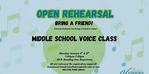 Open Rehearsal: Middle School Voice Class