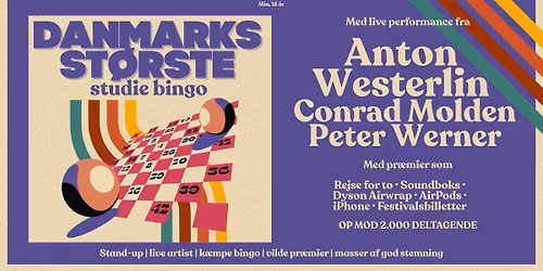 Danmarks St\u00f8rste Studie Bingo \u2718 Fredag d. 29 maj \u2718 Mariaparken, Vejle