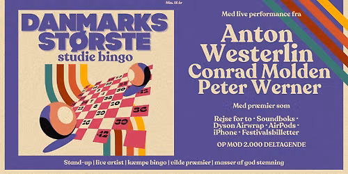 Danmarks St\u00f8rste Studie Bingo \u2718 Fredag d. 29 maj \u2718 Mariaparken, Vejle