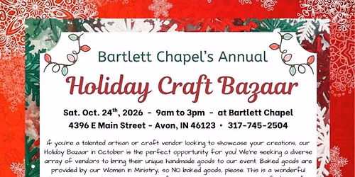 Bartlett Chapel\u2019s Annual Holiday Craft Bazaar