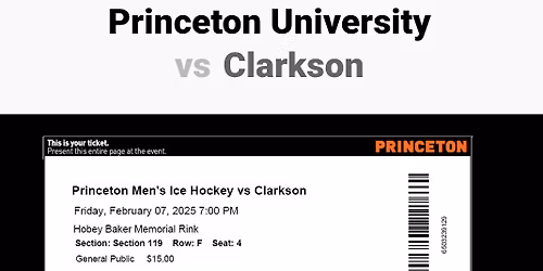 Princeton Tigers at Clarkson Golden Knights Mens Hockey at Cheel Arena