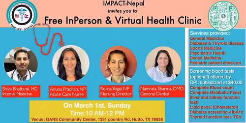 Free Virtual and InPerson Monthly Clinic