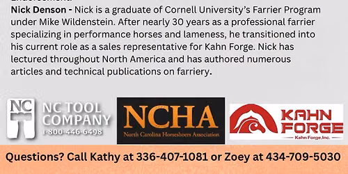 Farrier Competition and Clinic Nov 6-7, 2026 at East Coast Horseshoeing School 