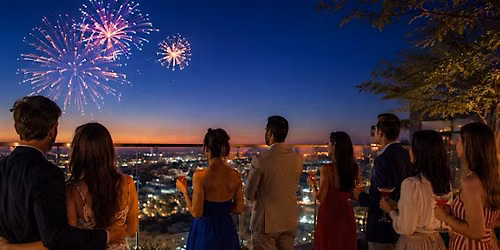 Red, White, and Rooftop at the Top of the V