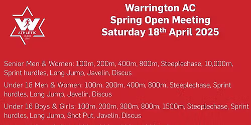 Warrington AC\u2019s Spring Open Meeting