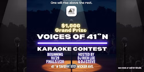 Voices of 41\u02daN - Karaoke Contest - Karaoke is now on Wednesdays