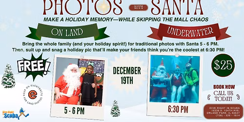 Photos With Santa + Underwater Scuba Santa Sessions
