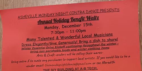 Asheville Monday Night Dance's Annual Holiday Benefit Waltz\/Winter Essential Drive\/Ivy Hall\/AB-Tech