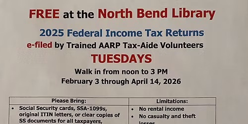 Tax Help Tuesdays @ The North Bend Library