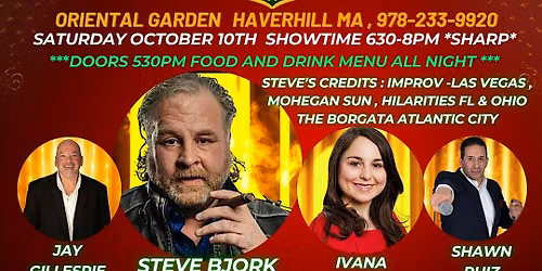OG's Comedy Dinner Show Saturday October 10th Haverhill MA w\/ Steve Bjork