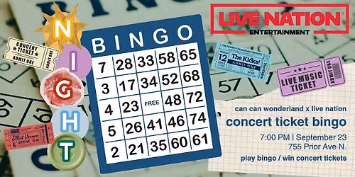 Concert Ticket Bingo! Play Bingo. Win Tickets to Upcoming Concerts.