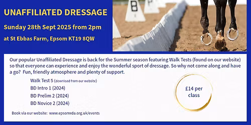 Unaffiliated Dressage Competition - Sunday 28th September 2025