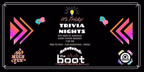 TRIVIA NIGHT AT THE BOOT SOCIAL PIZZERIA & BAR