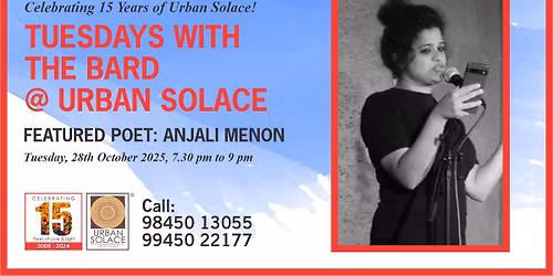 Tuesdays with the Bard @ Urban Solace features Anjali Menon
