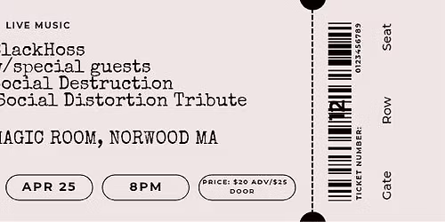 Black Hoss a Black Sabbath tribute with Social Destruction a Social Distortion tribute