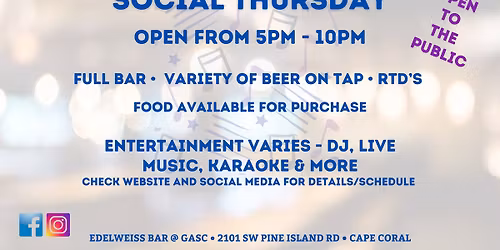 Social Thursday - Open to the Public