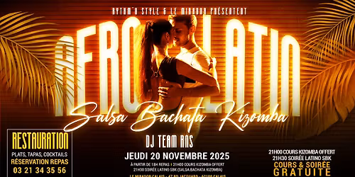 Cours Kizomba GRATUIT & Soir\u00e9e AfroLatin Night au Mirador Calais