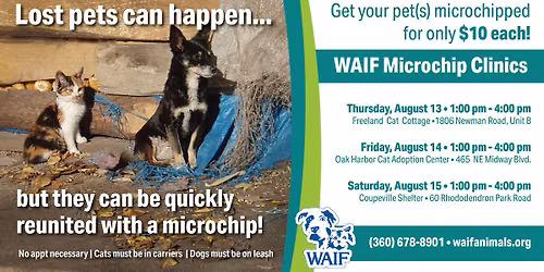 WAIF Microchip Clinic \u2013 Oak Harbor Cat Adoption Center
