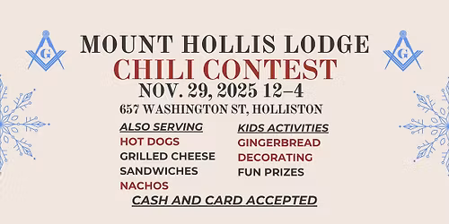 Mount Hollis Lodge Chili Contest/Holliston Holiday Stroll