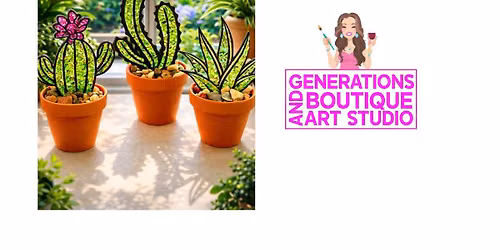 Pair of Potted Succulents - Crushed Glass Resin Art