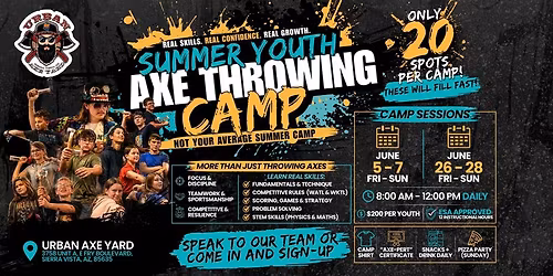 Summer Youth Axe Throwing Camp \u2013 June 5\u20137 | Urban Axe Yard Sierra Vista
